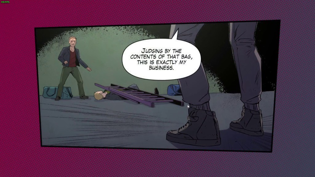 This was a silly moment where Judith knocked a guy out by pushing over a short ladder.