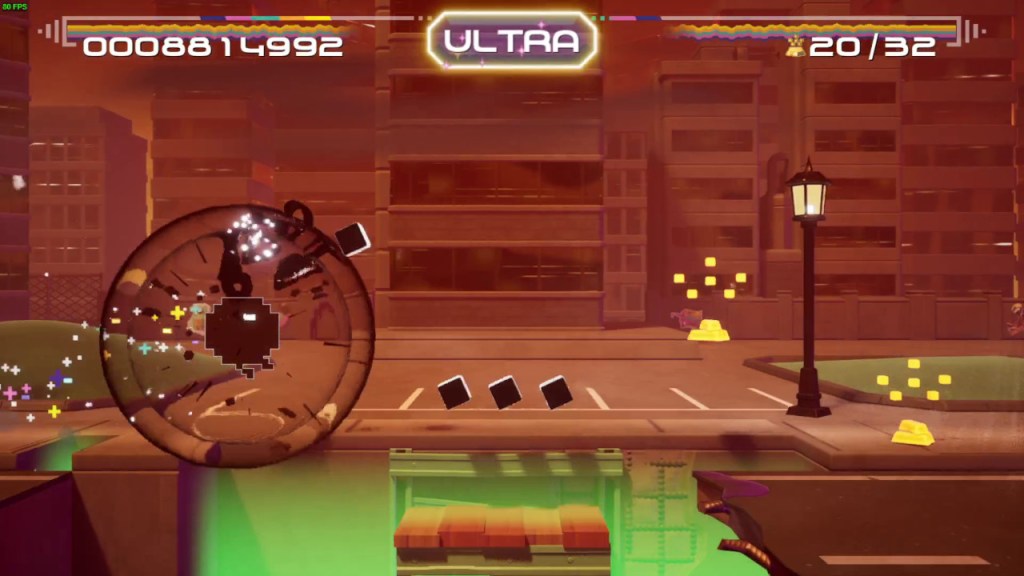 RERUNNER features new abilities, like the absorb ability. Absorb will remove the tiny black cubes blocking your way.