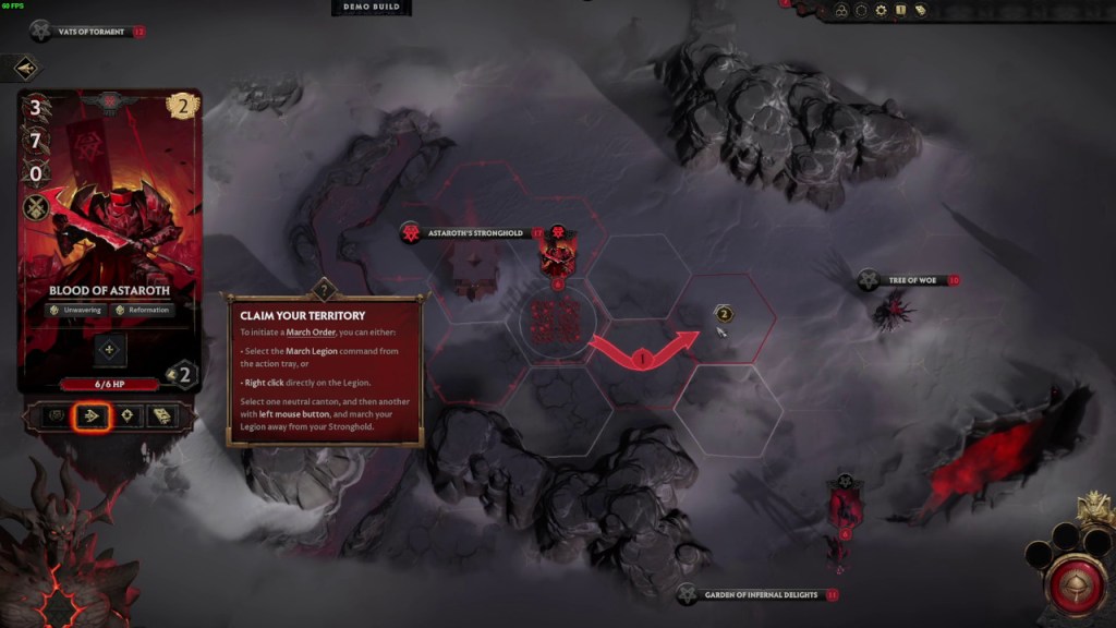 You can spend one action to move one legion two tiles. Moving onto an unowned canton will claim that territory for your faction.