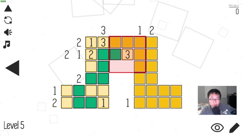 The 3 and red outline means that inside that grid are 3 filled blocks.