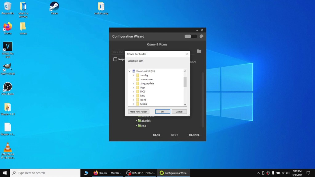 Select the Roms directory on your Miyoo's microSD card as the root ROMs directory.