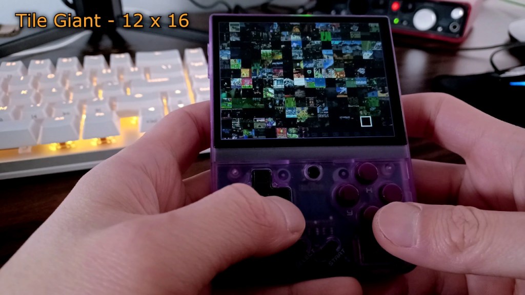 Tile Giant is ridiculously impractical but funny to look at. The poor Miyoo struggles to run it.