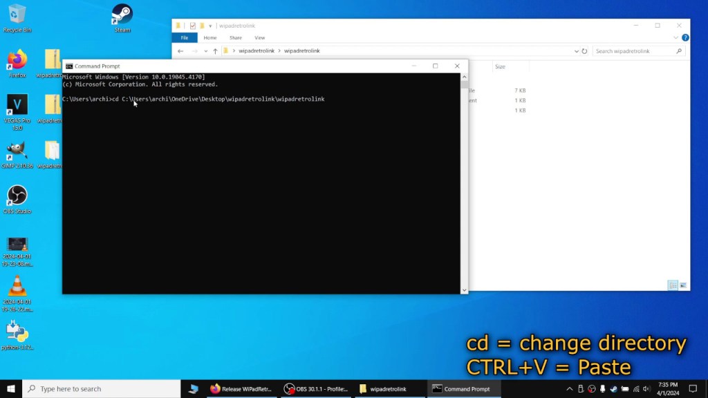 Change directories to the file by using command prompt.