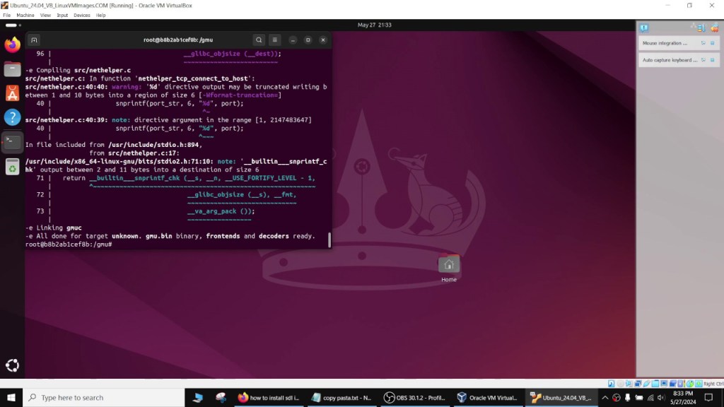 This is how the the terminal should look like after a successful compile.