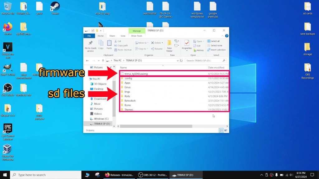 This is how your new microSD card should look like after copying all the files.